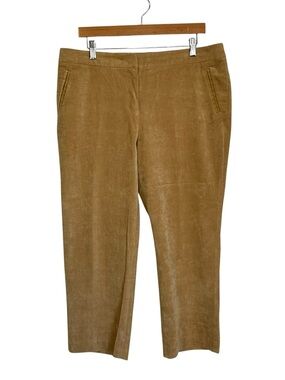 Tristan & Iseut Womens Corduroy Cropped Pants Sz 14 Tan Business Casual
